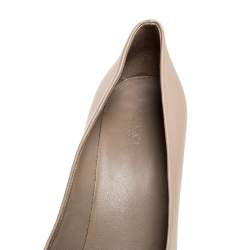 Pre Owned Gucci Beige Leather Bamboo Horsebit Pumps Size 39.5