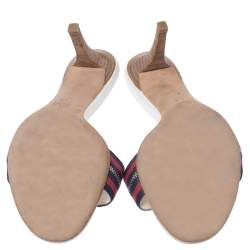 مملوكة مسبقًا  Gucci Tricolor Zip Web Canvas Slide Sandals Size 38.5