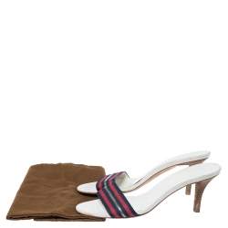 مملوكة مسبقًا  Gucci Tricolor Zip Web Canvas Slide Sandals Size 38.5
