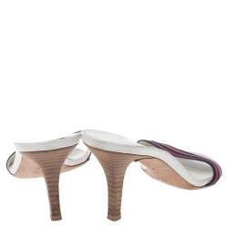 مملوكة مسبقًا  Gucci Tricolor Zip Web Canvas Slide Sandals Size 38.5