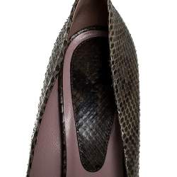 Gucci Green Two Tone Python Leather Hidden Platform Pumps Size 40