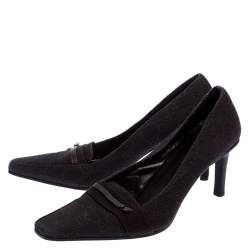 مملوكة مسبقًا Gucci Dark Brown GG Canvas Square Toe Pumps Size 38