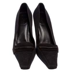مملوكة مسبقًا Gucci Dark Brown GG Canvas Square Toe Pumps Size 38
