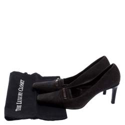 مملوكة مسبقًا Gucci Dark Brown GG Canvas Square Toe Pumps Size 38