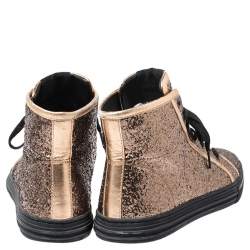  Gucci Rose Gold Glitter California High Top Sneakers Size 38