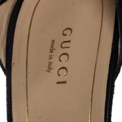 Pre Owned Gucci Black Suede Ophelie Chain Detail Ankle Strap Sandals Size 40