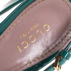 Pre Owned Gucci Teal Patent Leather Sofia Platform Peep Toe Slingback Sandals Size 36