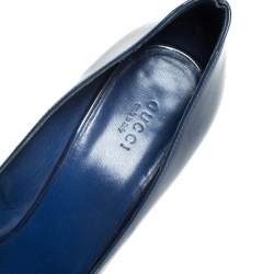 مملوكة مسبقًا Gucci Blue Patent Leather Open Toe Pumps Size 38