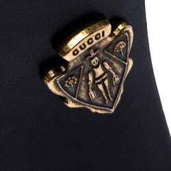 Pre Owned Gucci Black Leather Ankle Booties Size 38.5