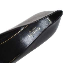 Pre Owned حذاء كعب عالي غوتشي كعب سميك مرصع جلد أسود مقاس 38