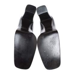 Pre Owned Gucci Black Leather Square Horsebit Square Toe Pumps Size 37