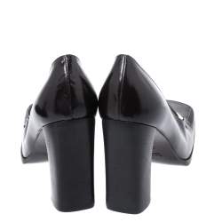 Pre Owned Gucci Black Leather Square Horsebit Square Toe Pumps Size 37