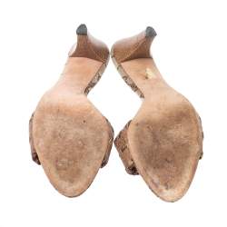 مملوكة مسبقًا Gucci Brown Leather And GG Canvas Slides Size 39