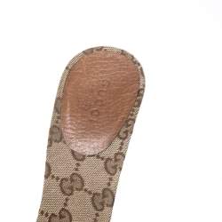 مملوكة مسبقًا Gucci Brown Leather And GG Canvas Slides Size 39