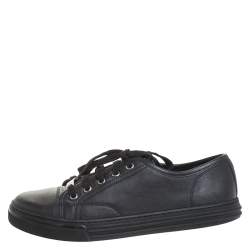 مملوكة مسبقًا Gucci Black Leather Low Top Lace Up Sneakers Size 38