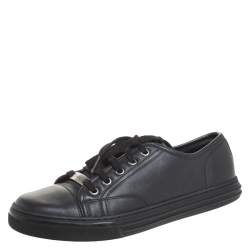 مملوكة مسبقًا Gucci Black Leather Low Top Lace Up Sneakers Size 38