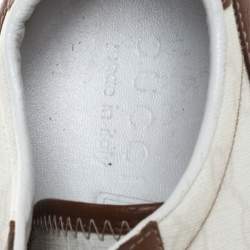 Gucci White Guccissima Canvas And Tan Leather Web Detail Sneakers Size 40.5