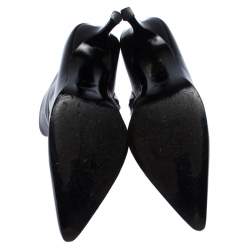 Pre Owned Gucci Black Leather Pointed Toe Ankle Boots Size 38