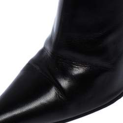 Pre Owned Gucci Black Leather Pointed Toe Ankle Boots Size 38