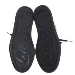 Pre Owned حذاء رياضي غوتشي كاليفورنيا حواف جلد وجلد غليتر وردي ميتاليك بعنق مرتفع مقاس 38