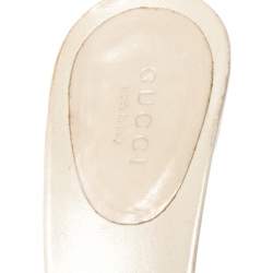 Gucci Beige/Red Canvas and Leather Open Toe Slide Sandals Size 38