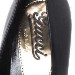 Pre Owned Gucci Black Leather Platform Pumps Size 36