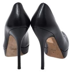 Pre Owned Gucci Black Leather Platform Pumps Size 36