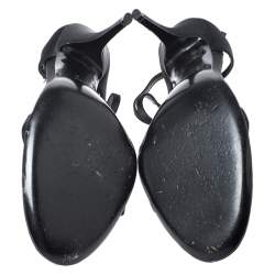 Pre Owned Gucci Black Satin Crystal Embellished T-strap Sandals Size 41