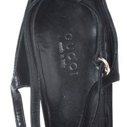Pre Owned Gucci Black Satin Crystal Embellished T-strap Sandals Size 41