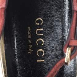 Pre Owned Gucci Tri Color Suede and Leather Cap Toe Coline T-Strap Pumps Size 41