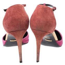 Pre Owned Gucci Tri Color Suede and Leather Cap Toe Coline T-Strap Pumps Size 41