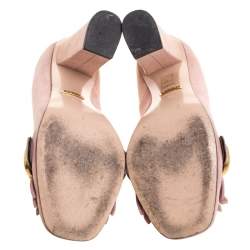 Pre Owned حذاء كعب عالي غوتشي "مارمونت" مزين بشراشيب و شعار الماركة "جي جي" سويدي وردي فاتح مقاس 36