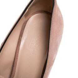 Pre Owned حذاء كعب عالي غوتشي "مارمونت" مزين بشراشيب و شعار الماركة "جي جي" سويدي وردي فاتح مقاس 36