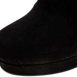 Pre Owned Gucci Black Suede Platform Knee High Boots Size 37.5