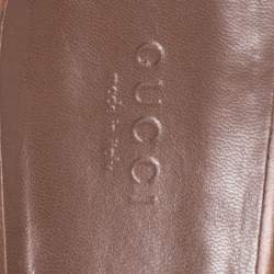 Pre Owned Gucci Brown Leather Icon Bit Platform Clogs Size 37.5