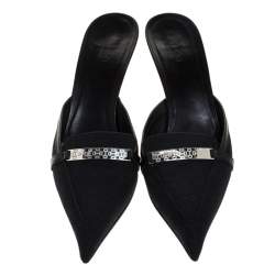 Gucci Black GG Canvas Pointed Toe Mules Size 39.5