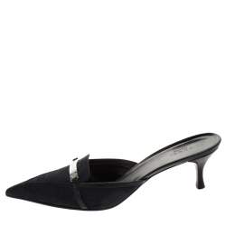 Gucci Black GG Canvas Pointed Toe Mules Size 39.5