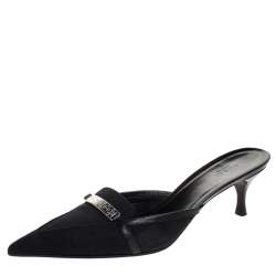Gucci Black GG Canvas Pointed Toe Mules Size 39.5