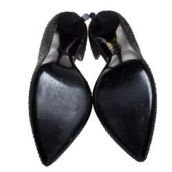 Gucci Black Crystal Embellished Satin and Suede Noah D'Orsay Pumps Size 39