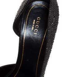 Gucci Black Crystal Embellished Satin and Suede Noah D'Orsay Pumps Size 39