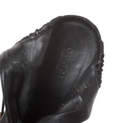 Gucci Black Pleated Leather Ankle Wrap Booties Size 37.5