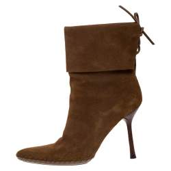 Gucci Camel Suede Leather Pointed Toe Ankle Boots Size 39