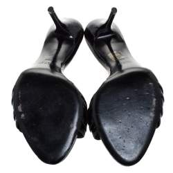 Pre Owned Gucci Black Patent Leather Hysteria Slide Sandals Size 38