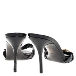 Pre Owned Gucci Black Patent Leather Hysteria Slide Sandals Size 38