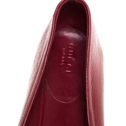 Pre Owned Gucci Red Patent Leather Bamboo Bow Ballet Flats Size 39.5