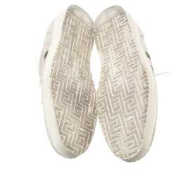 مملوكة مسبقًا Gucci Grey Suede And Pink Croc Trim Web Detail Sneakers Size 37.5