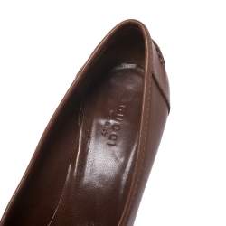 Pre Owned Gucci Brown Leather Bamboo Tassel Loafer Pumps Size 36.5