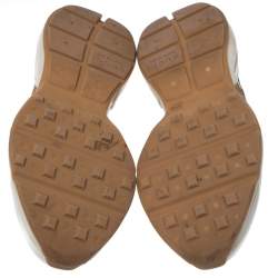 Pre Owned Gucci White Leather Glitter Rhyton Lace Up Sneakers Size 37.5