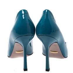 مملوكة مسبقًا Gucci Turquoise Patent Leather Jolene Horsebit Pumps Size 36.5