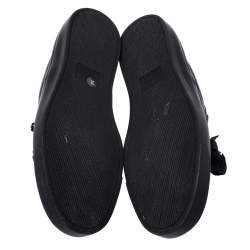 مملوكة مسبقًا Gucci Black Leather Floral Applique Slip On Sneakers Size 37